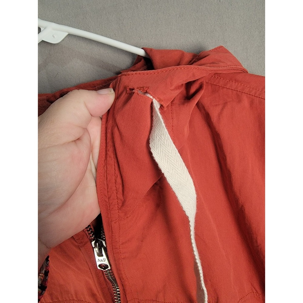 Vintage Y2K Abercrombie Fitch Utility Field Jacket Womens XS Rust Red Hooded - Picture 7 of 15